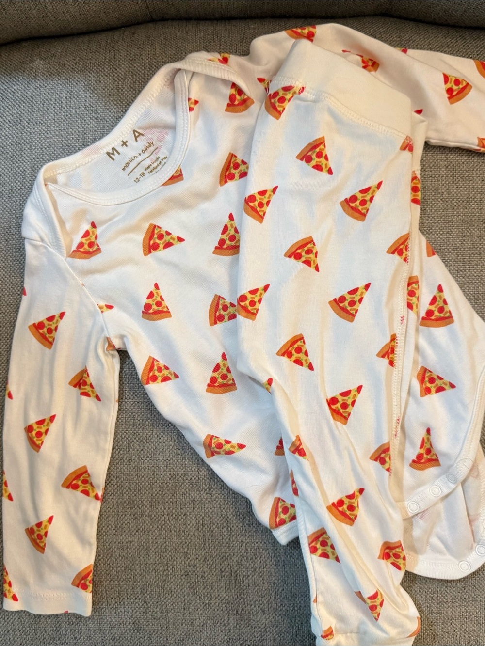 M+A White Pizza Print Kids Long Sleeve Top